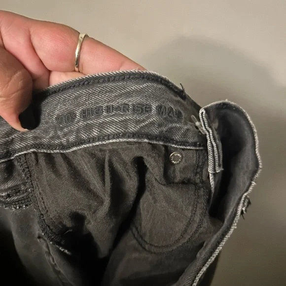 American Eagle Outfitters Skirt - 90’s hi-rise maxi black denim w/slit raw hem - Picture 7 of 11